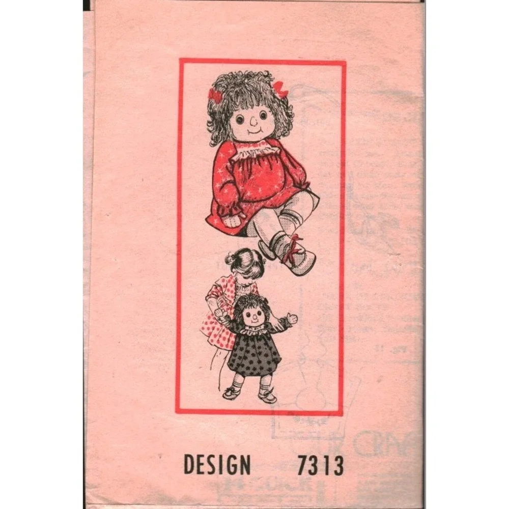 Vintage Laura Wheeler Design 7313 Rag Doll and Clothes Sewing Pattern